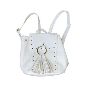 Justice white backpack small studded fringe tassel detail mini bag